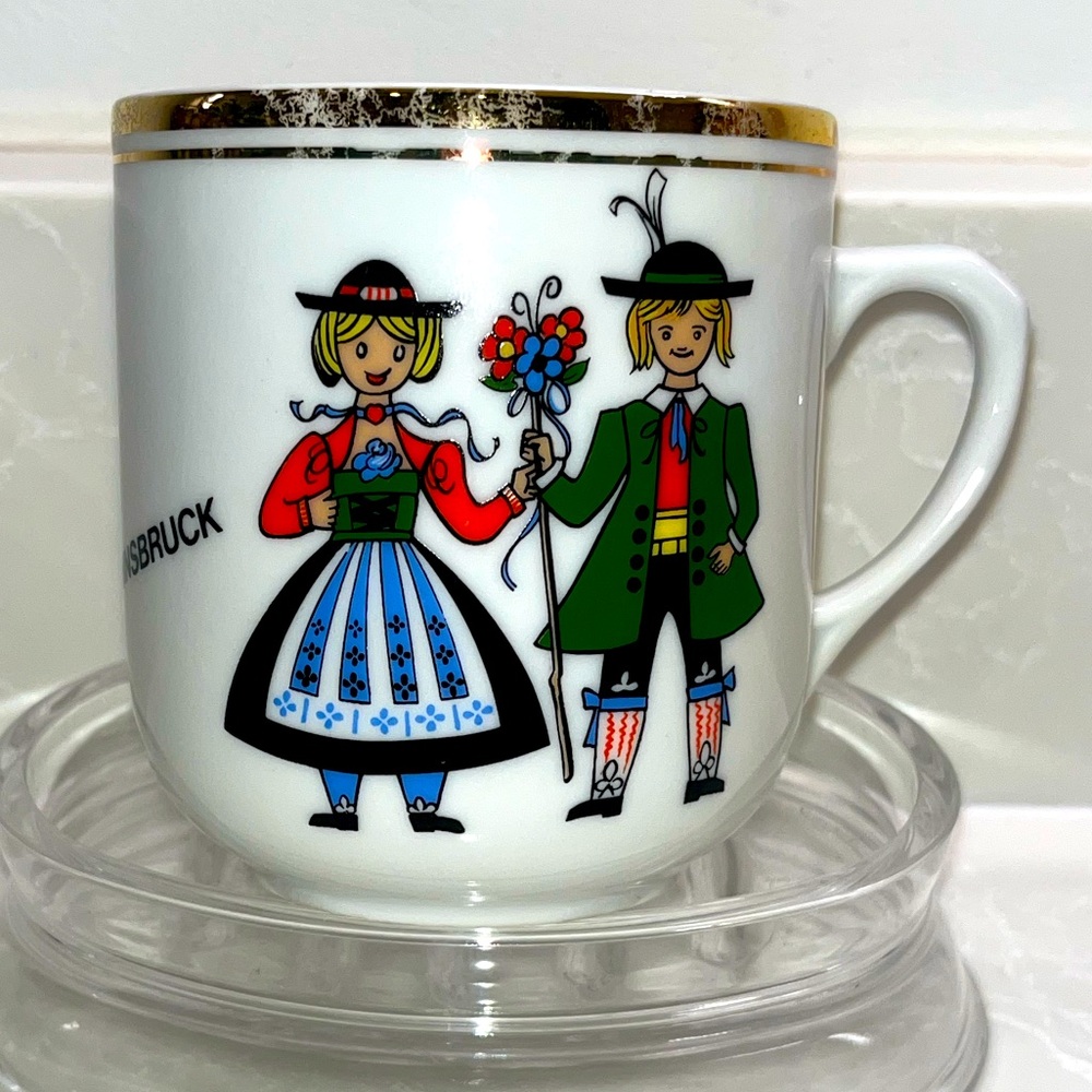 Vintage Czechoslovakia Crown D Porcelain Mug Retro Czech Porcelain